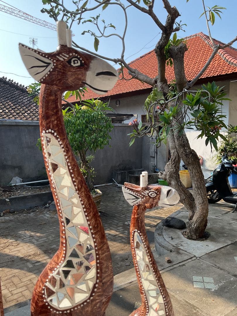 「新入荷」バリ島original木彫りキリン3体セット