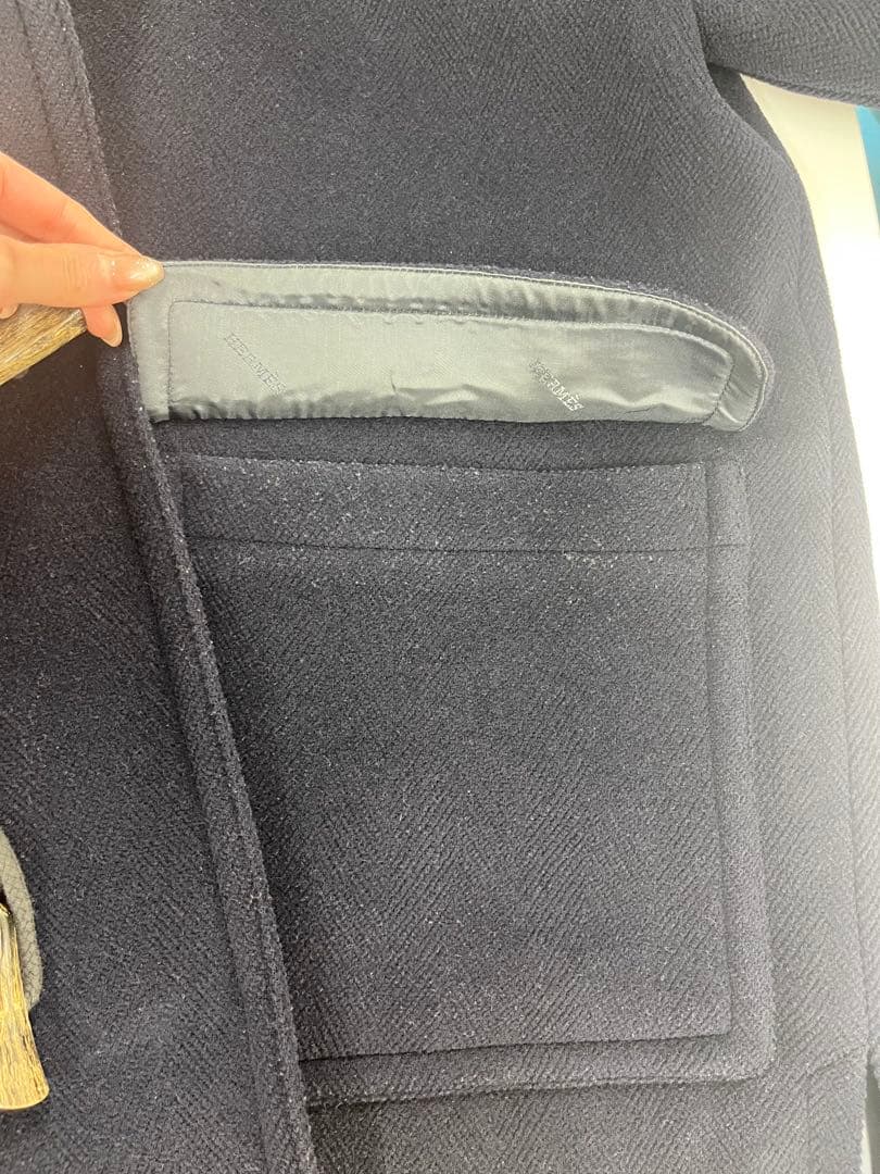 HERMES エルメス ヴィンテージ ダッフルコート ネイビー 52
