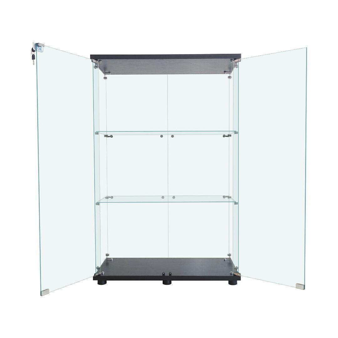 ガラスケース 3段両扉 コレクション フィギュア 棚 ショーケース 黒 2000