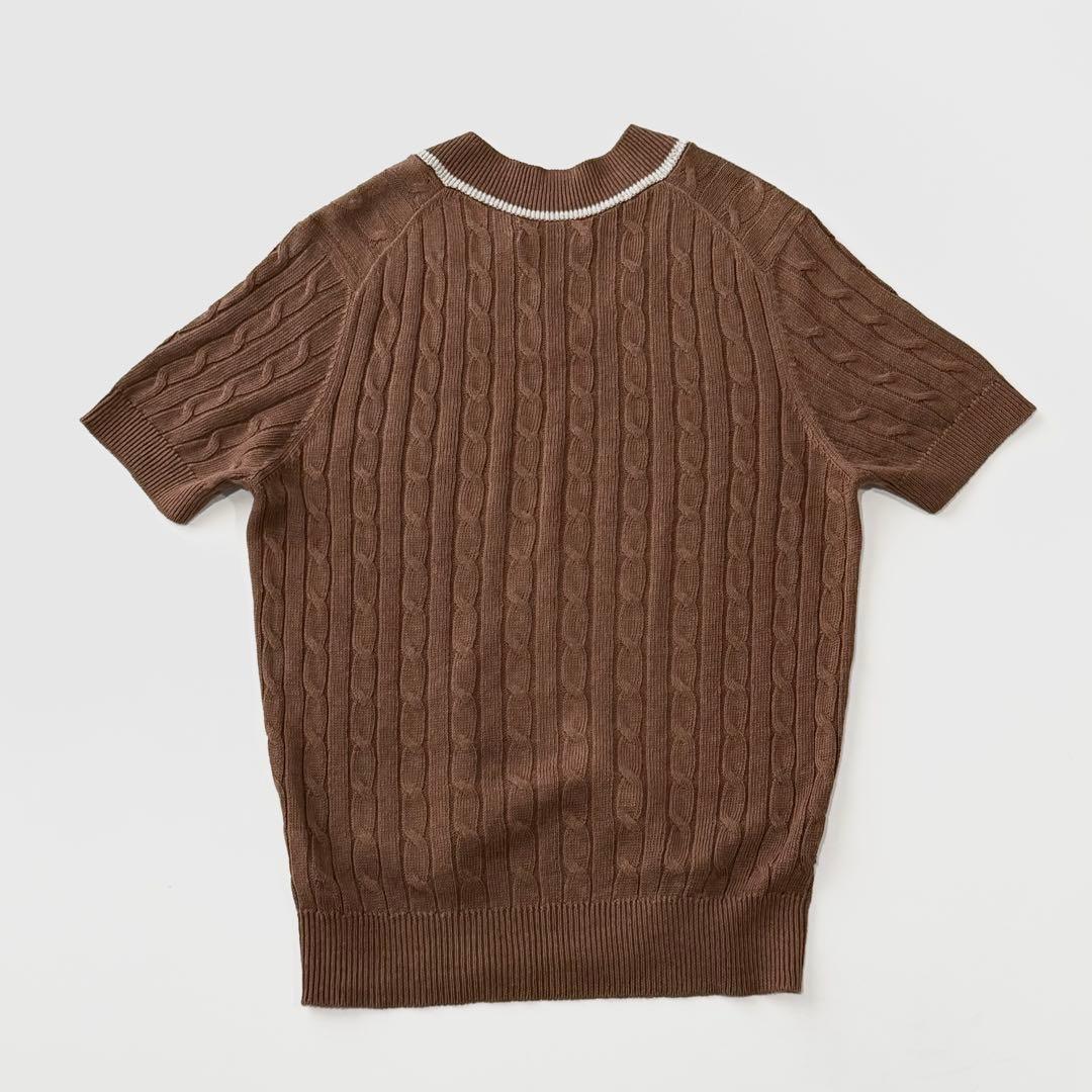 ブルネロクチネリ リネン コットン Vネック ケーブル ニット 46