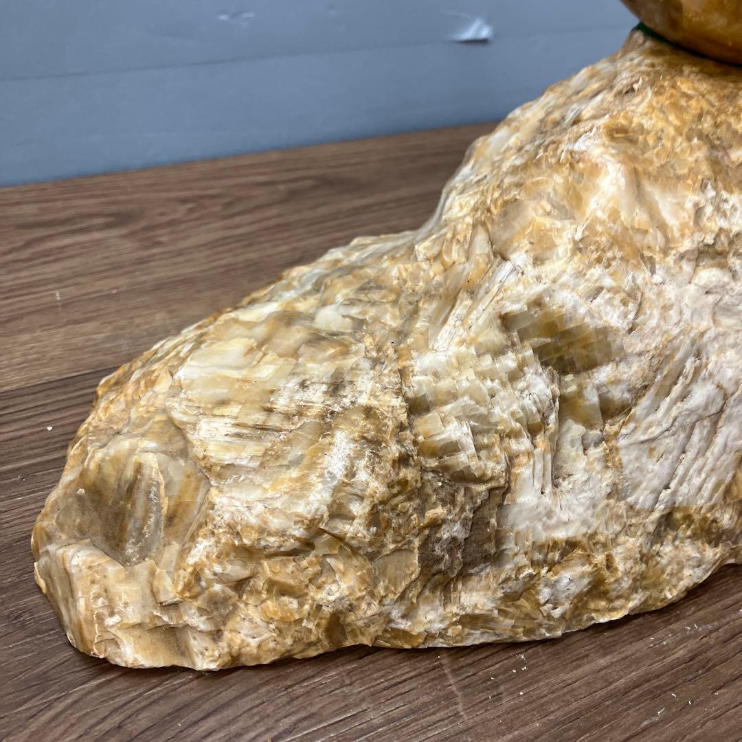 4F イエローアラゴナイト 原石 台座セット 天然石 置物 パワーストーン