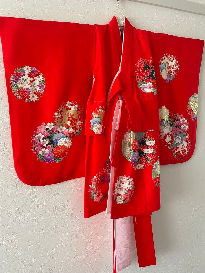 美品　七五三　3歳　正絹お着物セット　　作り帯コーデ