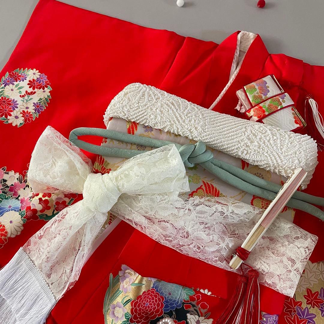 美品　七五三　3歳　正絹お着物セット　　作り帯コーデ