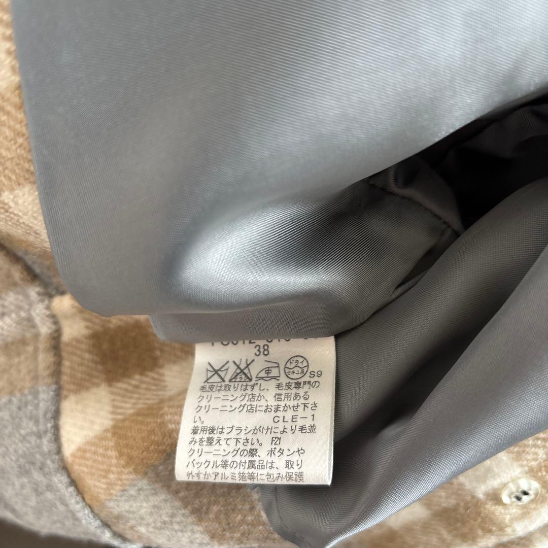 バーバリー　カシミア入りダブルフェイスハーフコート　取り外しラビット襟付き