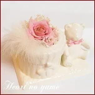 プリザーブドフラワーピンク シロクマの贈り物 プレゼント