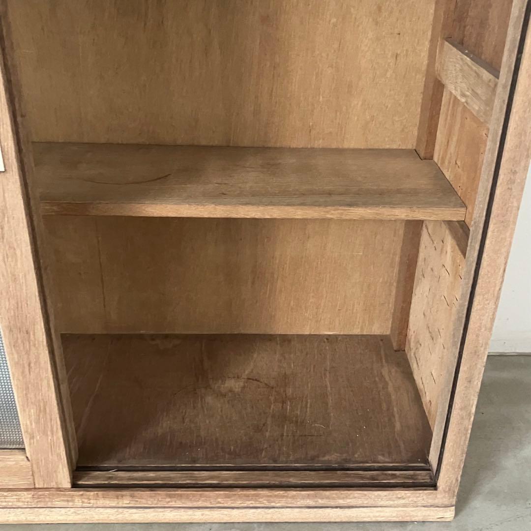 レトロ　アンティーク　古家具　古道具　剥離家具　ストリップド　ガラス棚　シェルフ