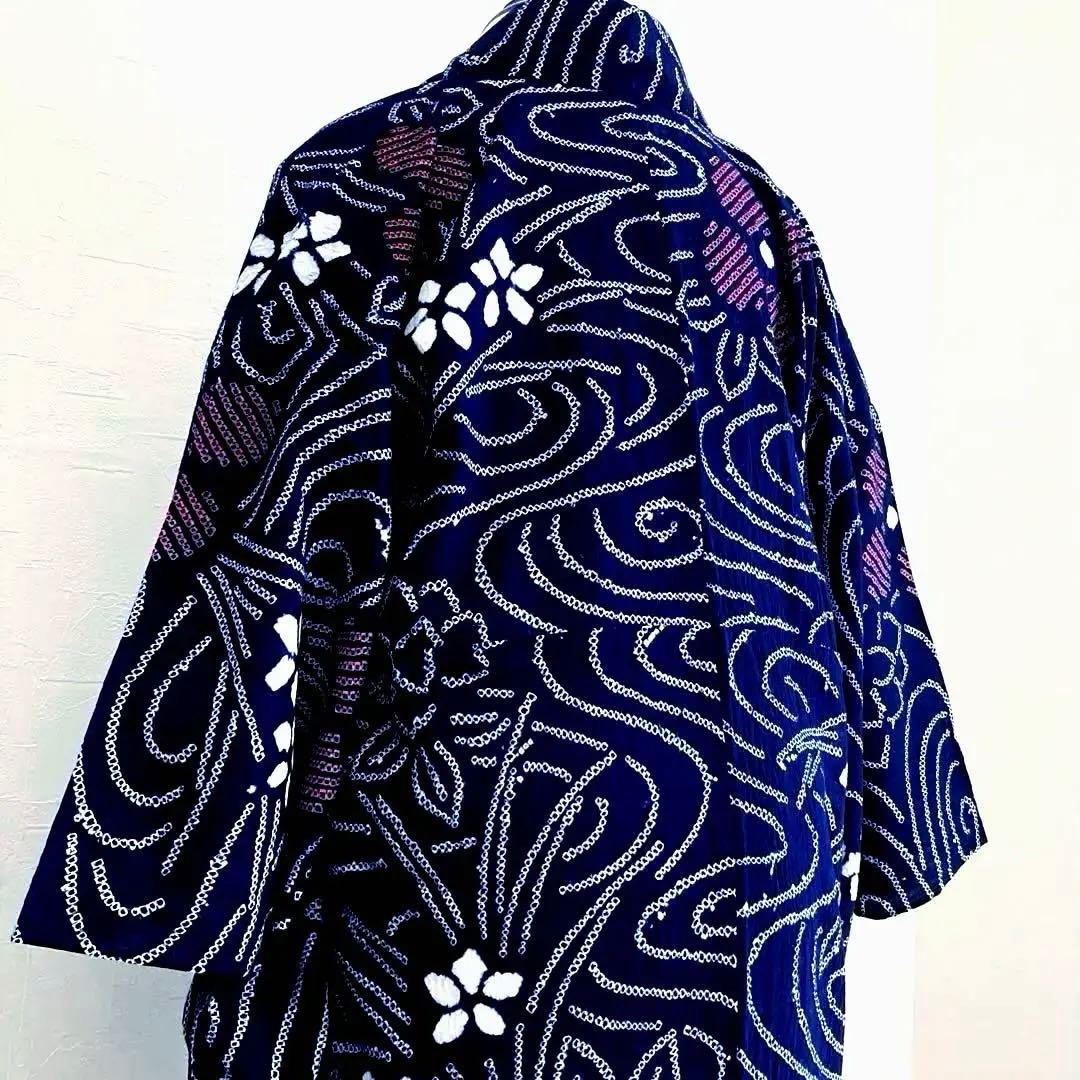 かなろうず　有松鳴海絞り浴衣　手縫い　上質　濃紺　絞り浴衣　No.6-68