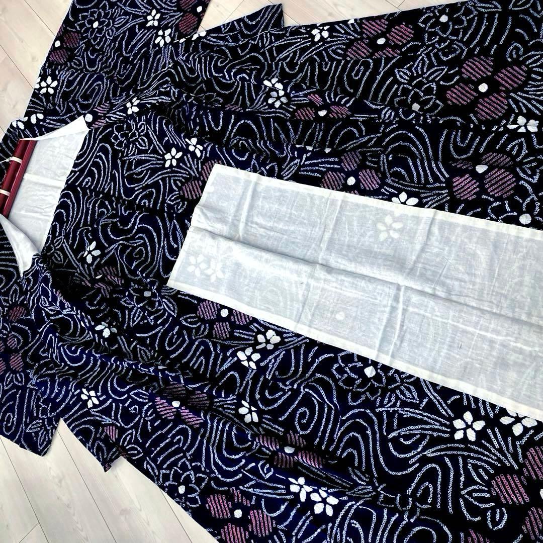 かなろうず　有松鳴海絞り浴衣　手縫い　上質　濃紺　絞り浴衣　No.6-68