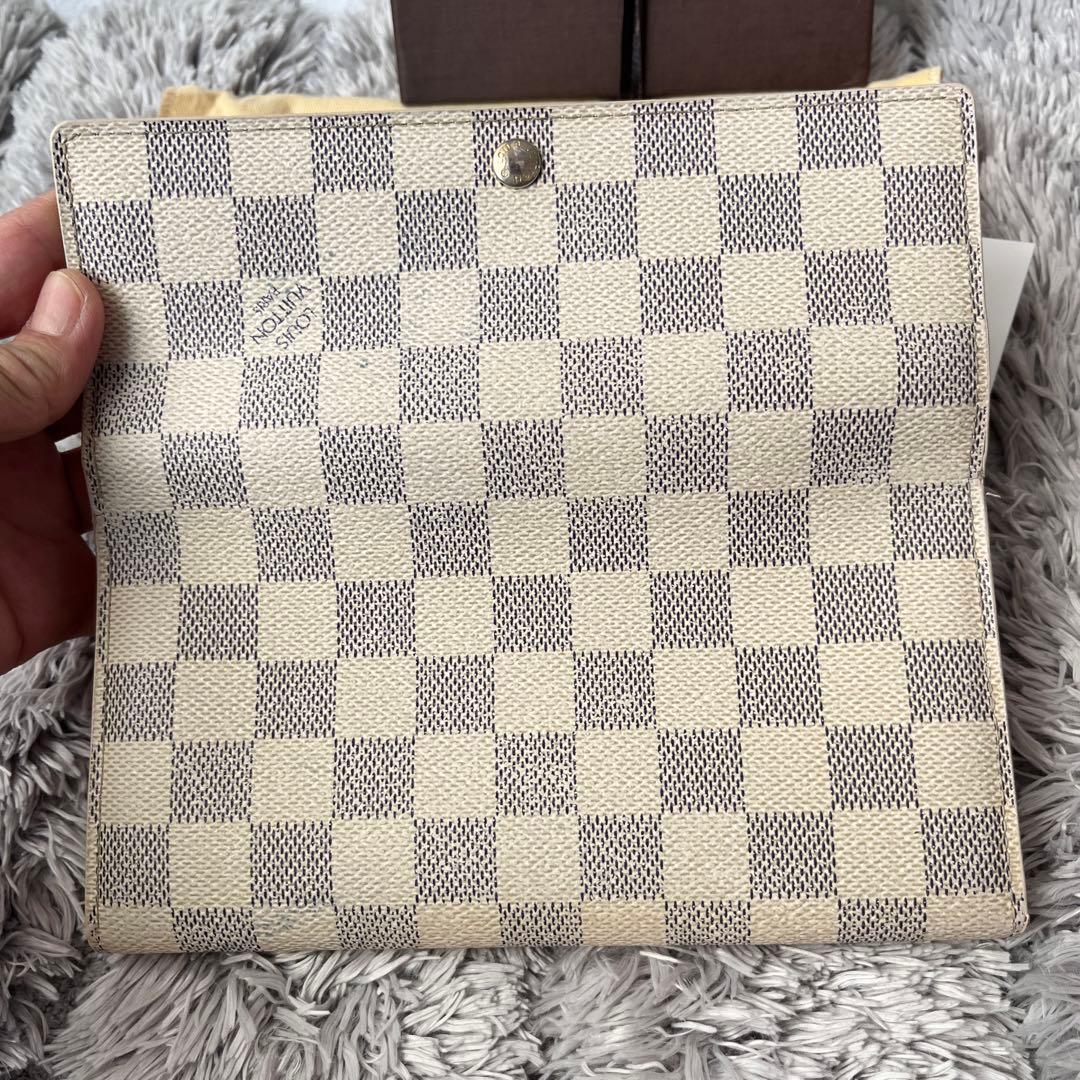 ルイヴィトン　ダミエアズール　長財布　ポルトフォイユサラ　ホワイト