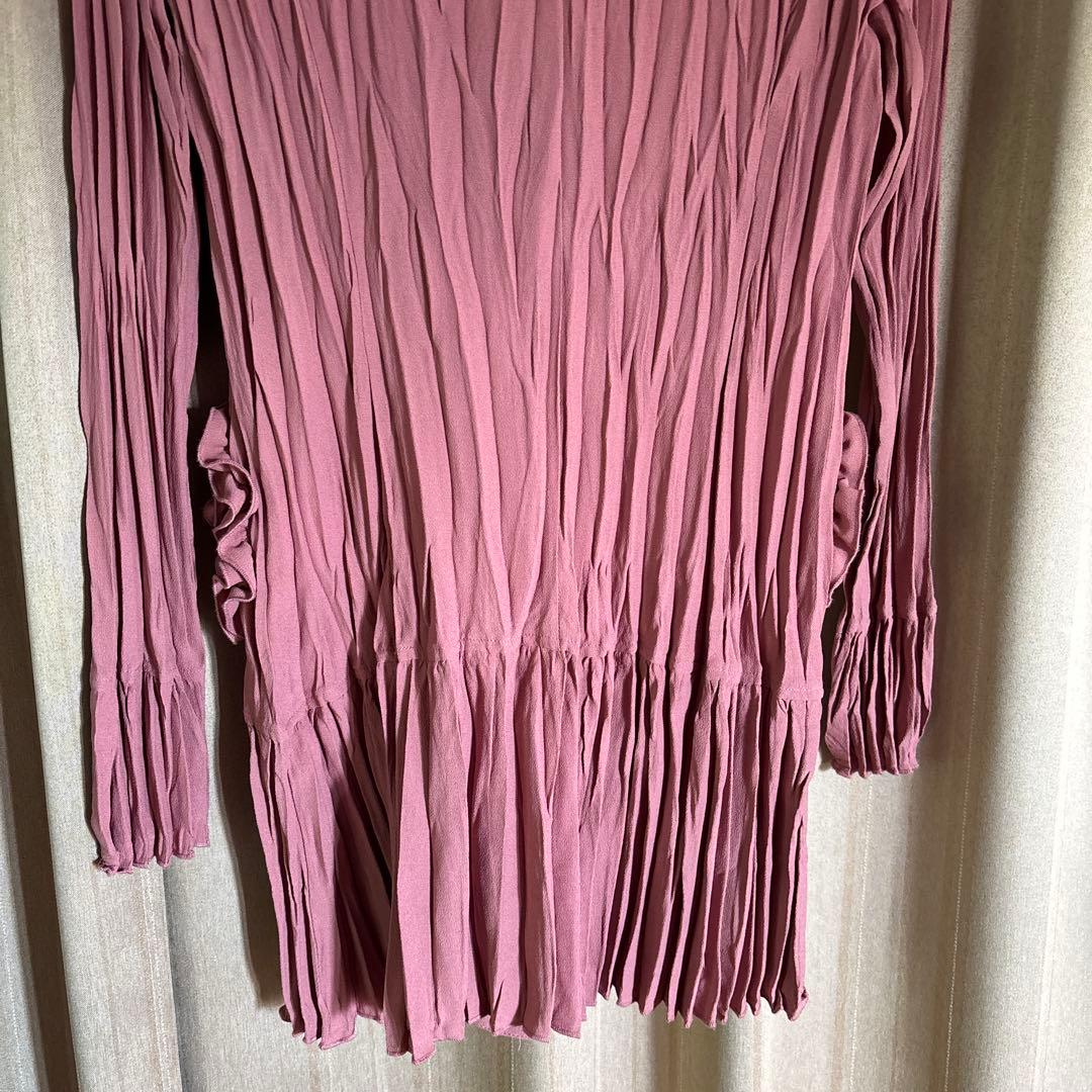 【美品】ノコオーノ ノーカラージャケットフリル付き ピンク 38 Mサイズ