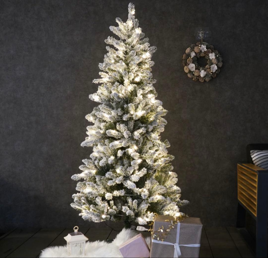 ホワイトクリスマスツリー 180cm LEDライト付き