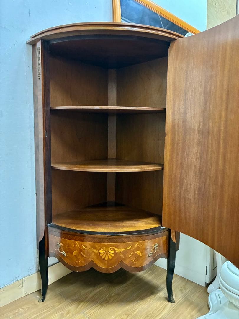 管378☆イタリア製☆象嵌細工☆コーナーキャビネット