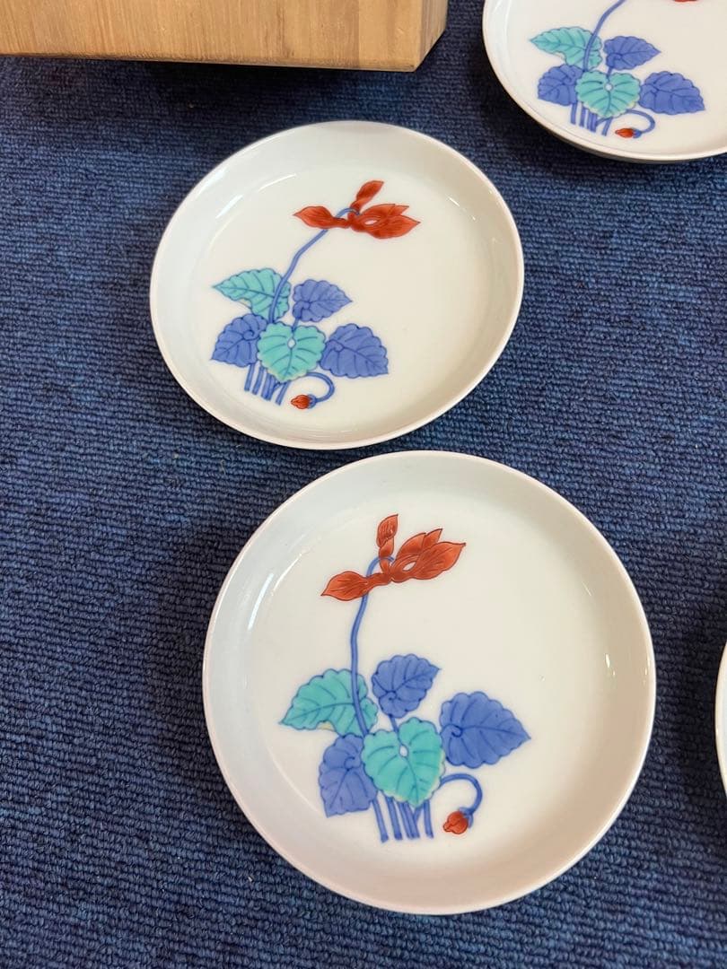 1447 今右衞門　錦花絵　中皿　5客　未使用