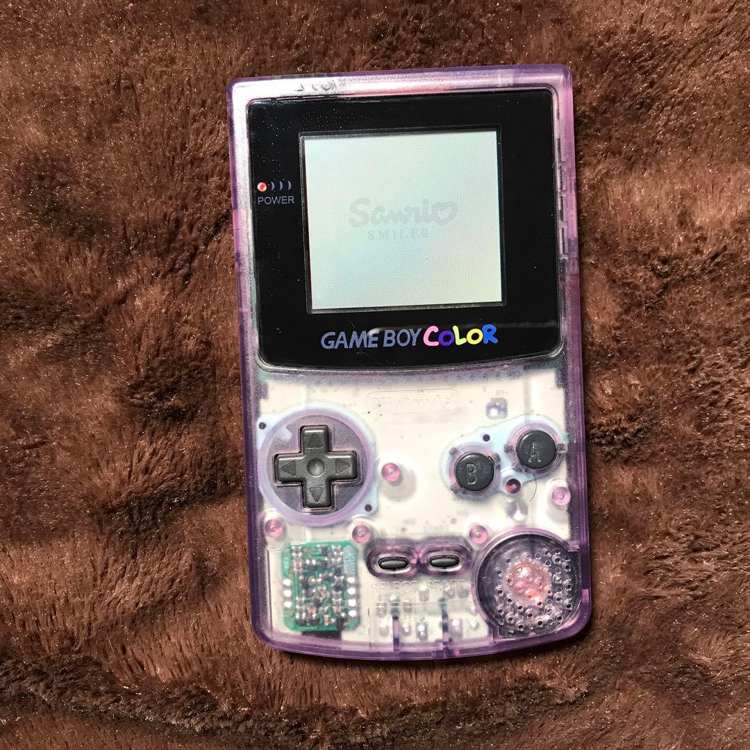 任天堂ゲームボーイカラークリアーパープル 新品スクリーンレンズ 新品偏光板交換