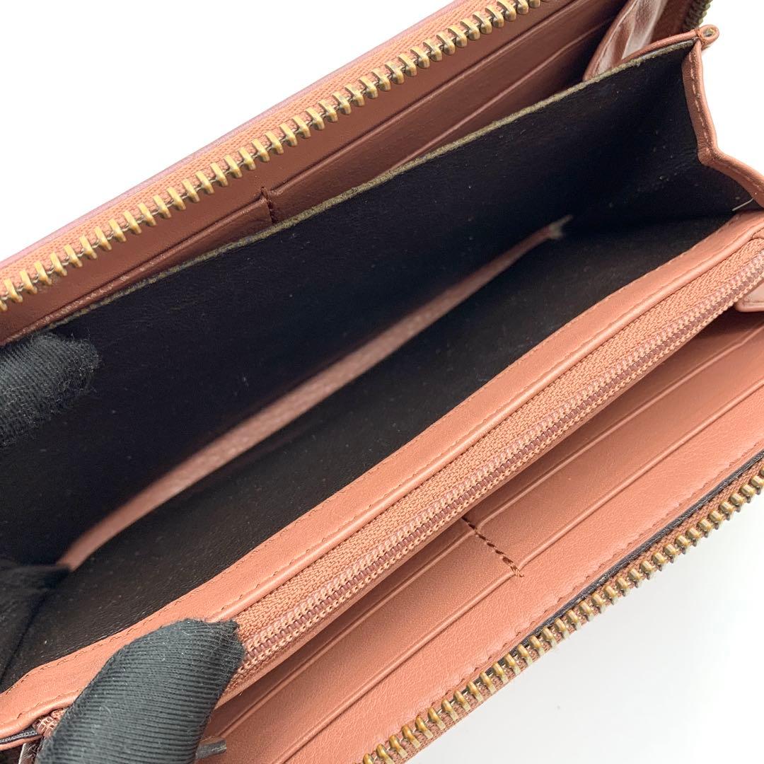 【美品】GUCCI マイクロシマ 長財布 ラウンドファスナー ピンクブラウン系