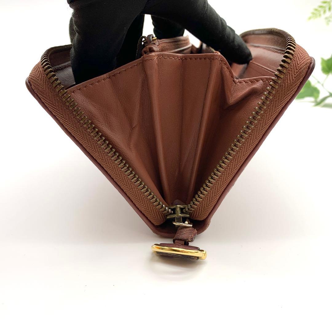 【美品】GUCCI マイクロシマ 長財布 ラウンドファスナー ピンクブラウン系