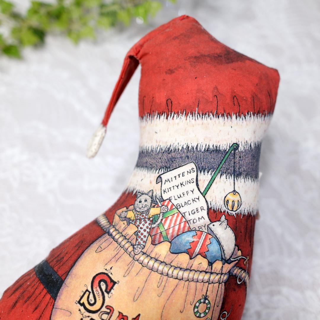 【未使用】アメリカ製 猫サンタクロース ドアストッパー