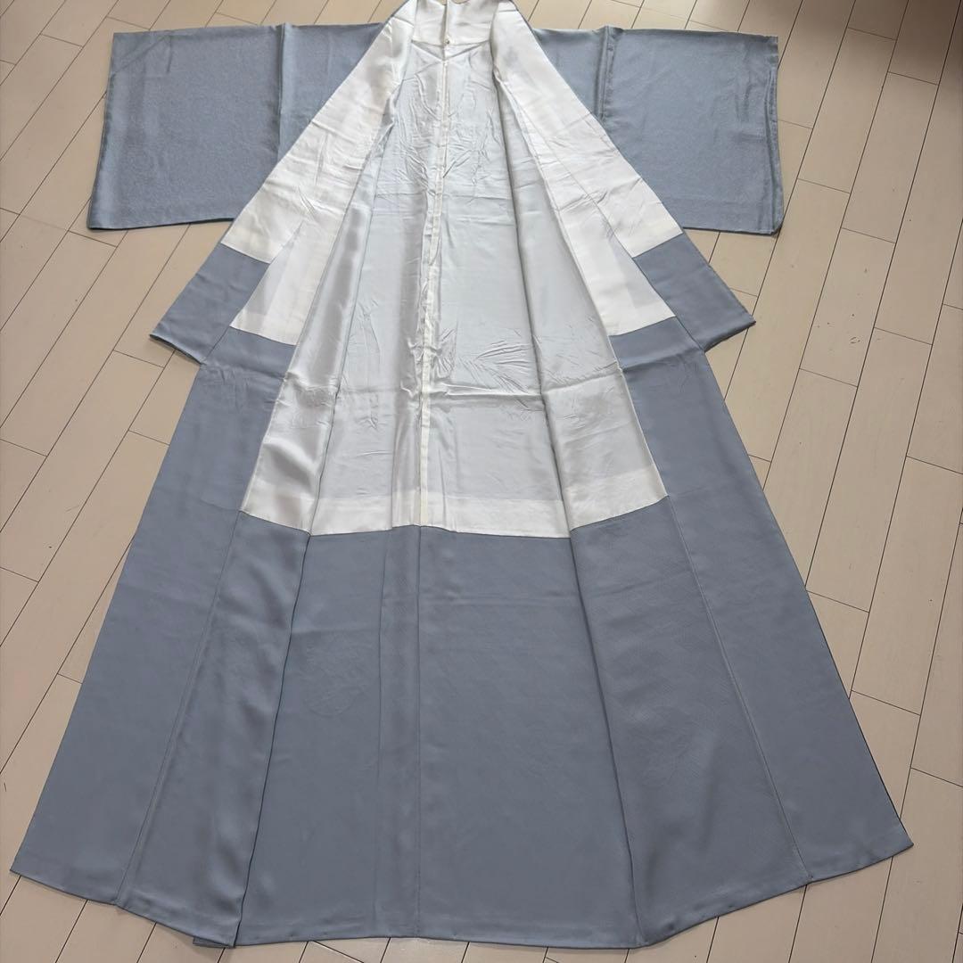 ■E535■美品■正絹■秘色色　汕頭刺繍　全刺繍柄　袷　訪問着■丈169　裄67