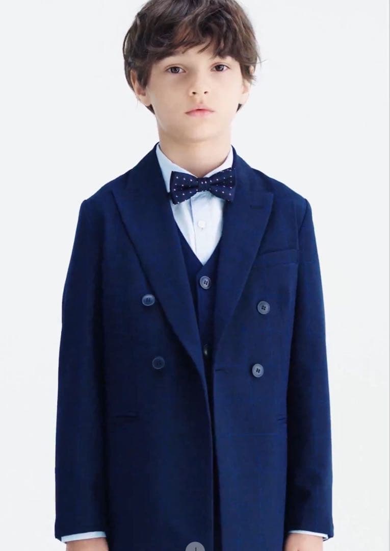 ZARA KIDS チェックスーツブレザー&パンツ、シャツ、ネクタイ4点セット