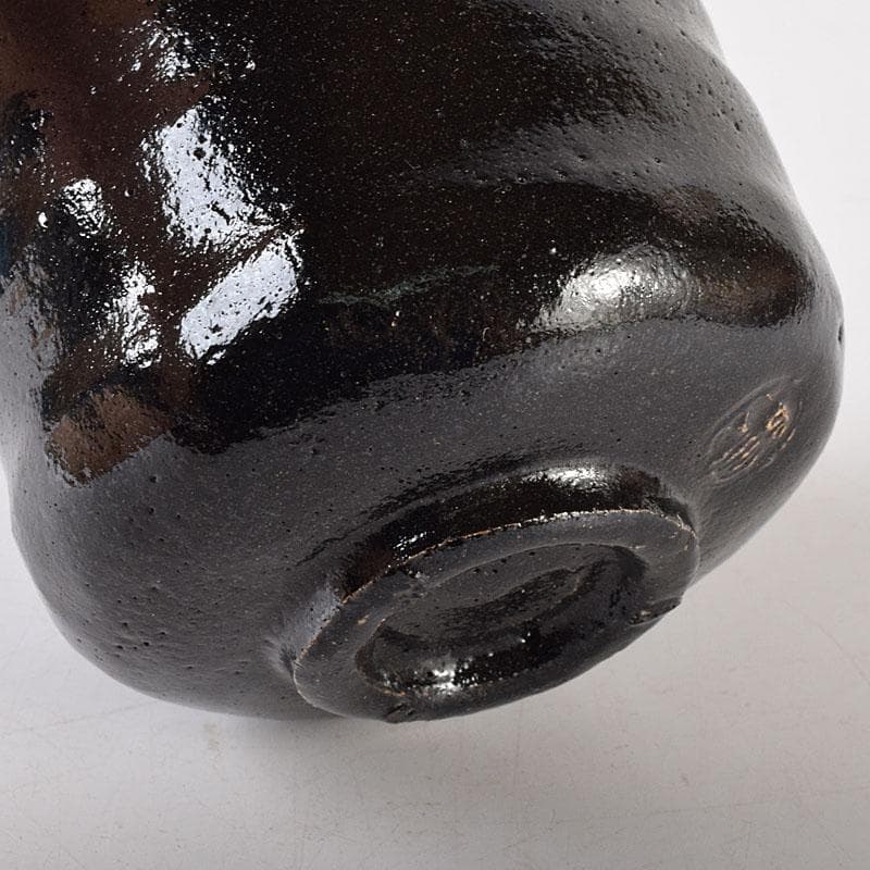 HCM　茶道具　伊東陶山造　黒楽筒茶碗　共布共箱　V　R8149