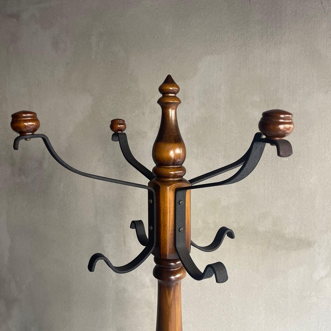 美品　カリモク コロニアル ハンガーラック ポールスタンド