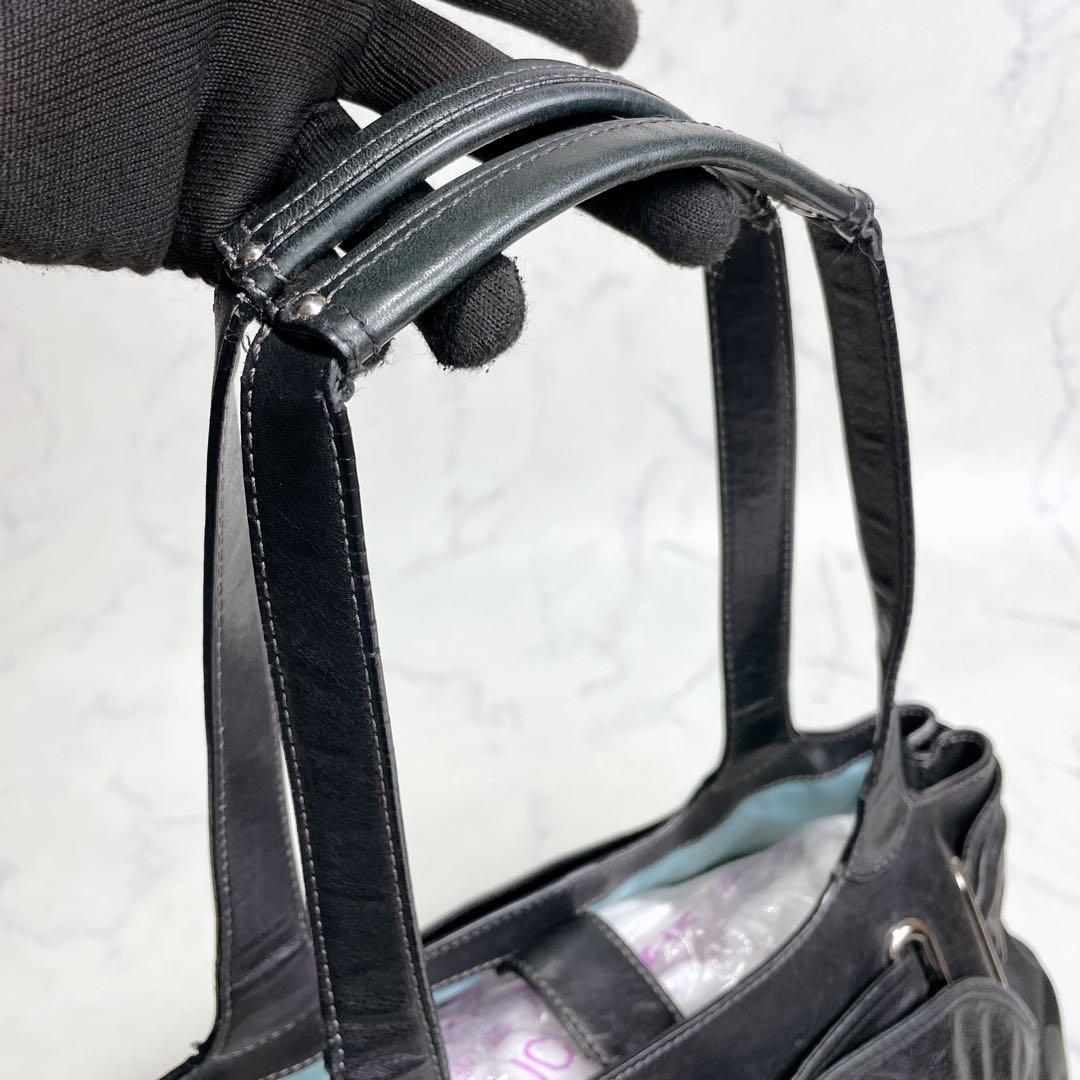 COACH ハンドバッグ シグネチャー キャンバス レザー ショルダー ブラック