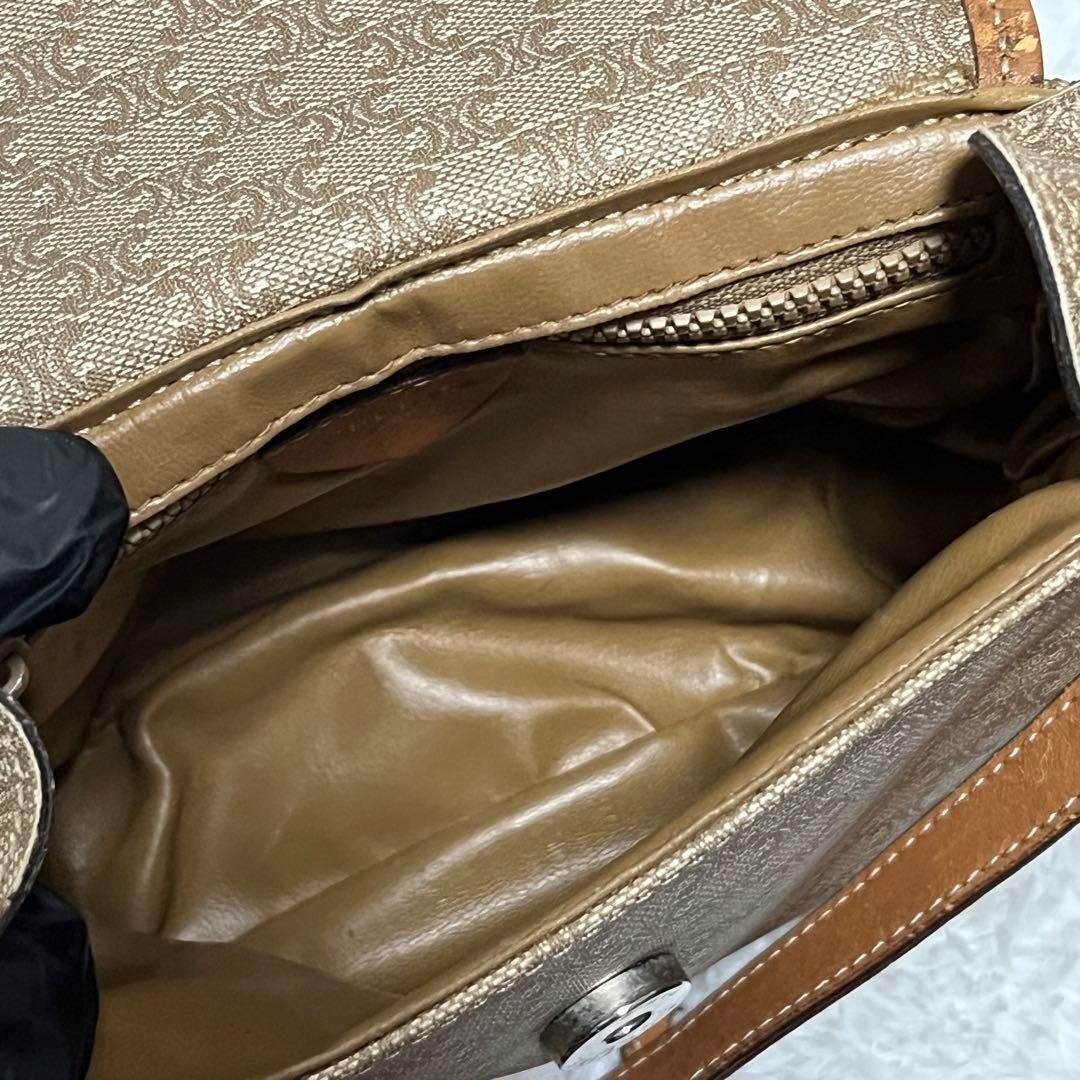 希少 CELINE セリーヌ マカダム ショルダーバッグ ベージュ×ブラウン