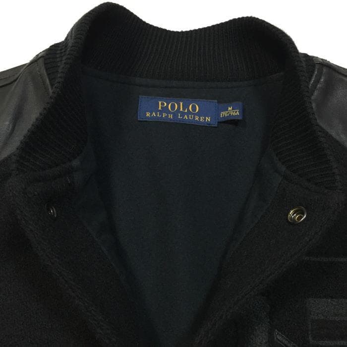 極上 メンズＭ 定価9.7万 ポロラルフローレン レザースリーブド スタジャン