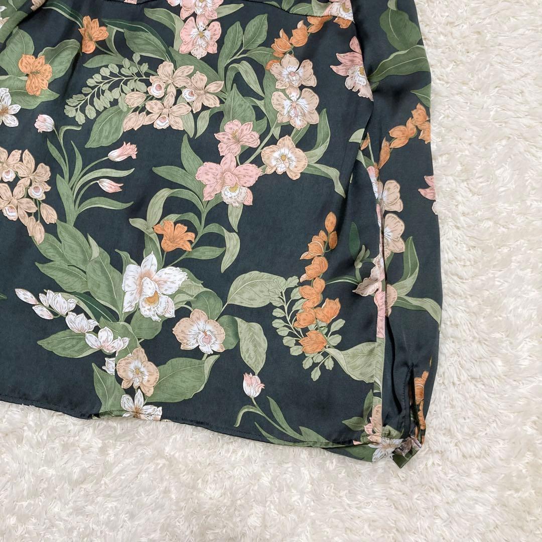 極美品✨ソブ 花柄プリントボウタイブラウス 2.7万 ボタニカル リボン 緑