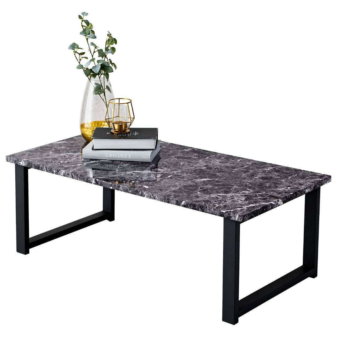 シック＆モダン 大理石調×スチール脚 ローテーブル