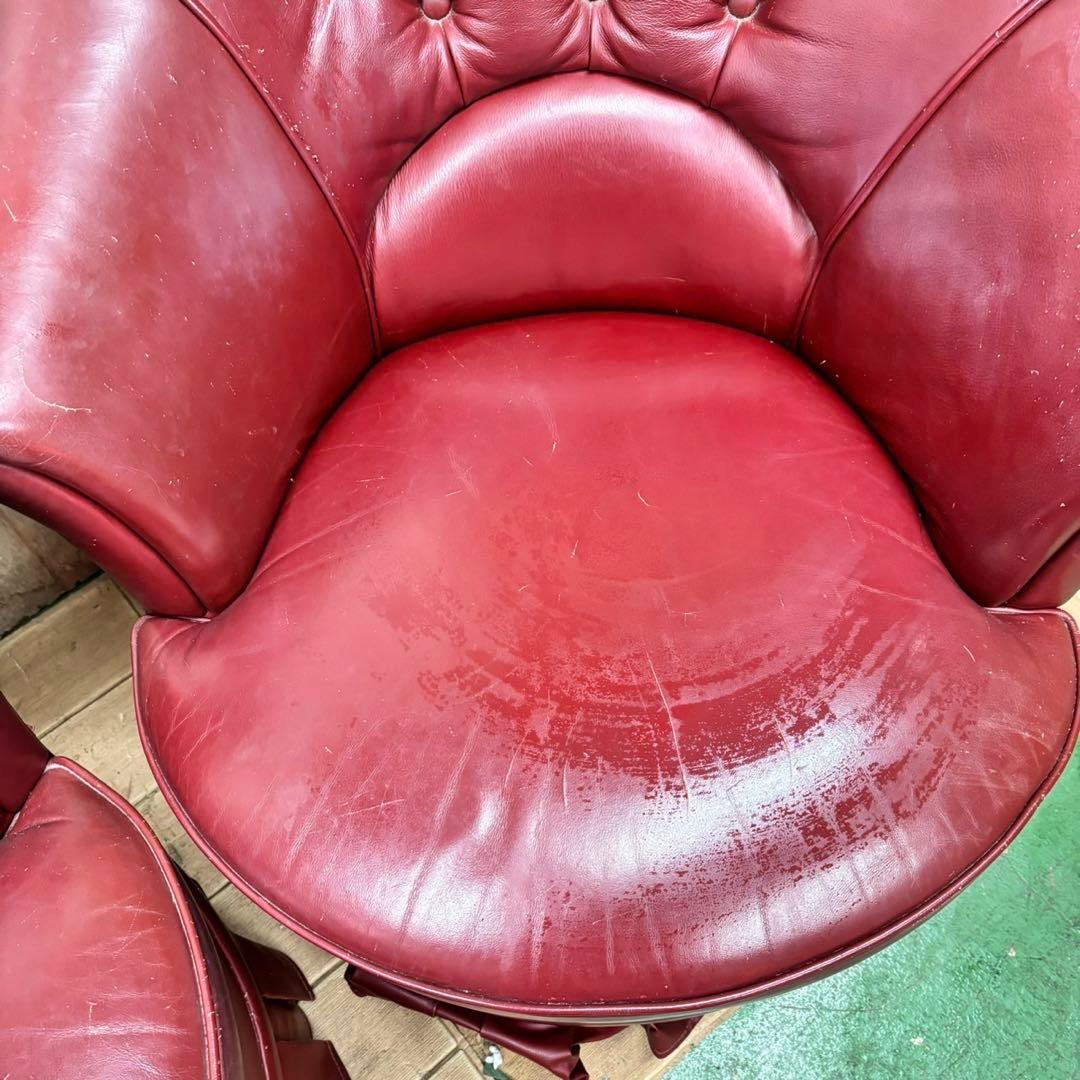 565 英国風　アンティークソファ　2Pセット　赤色　高級