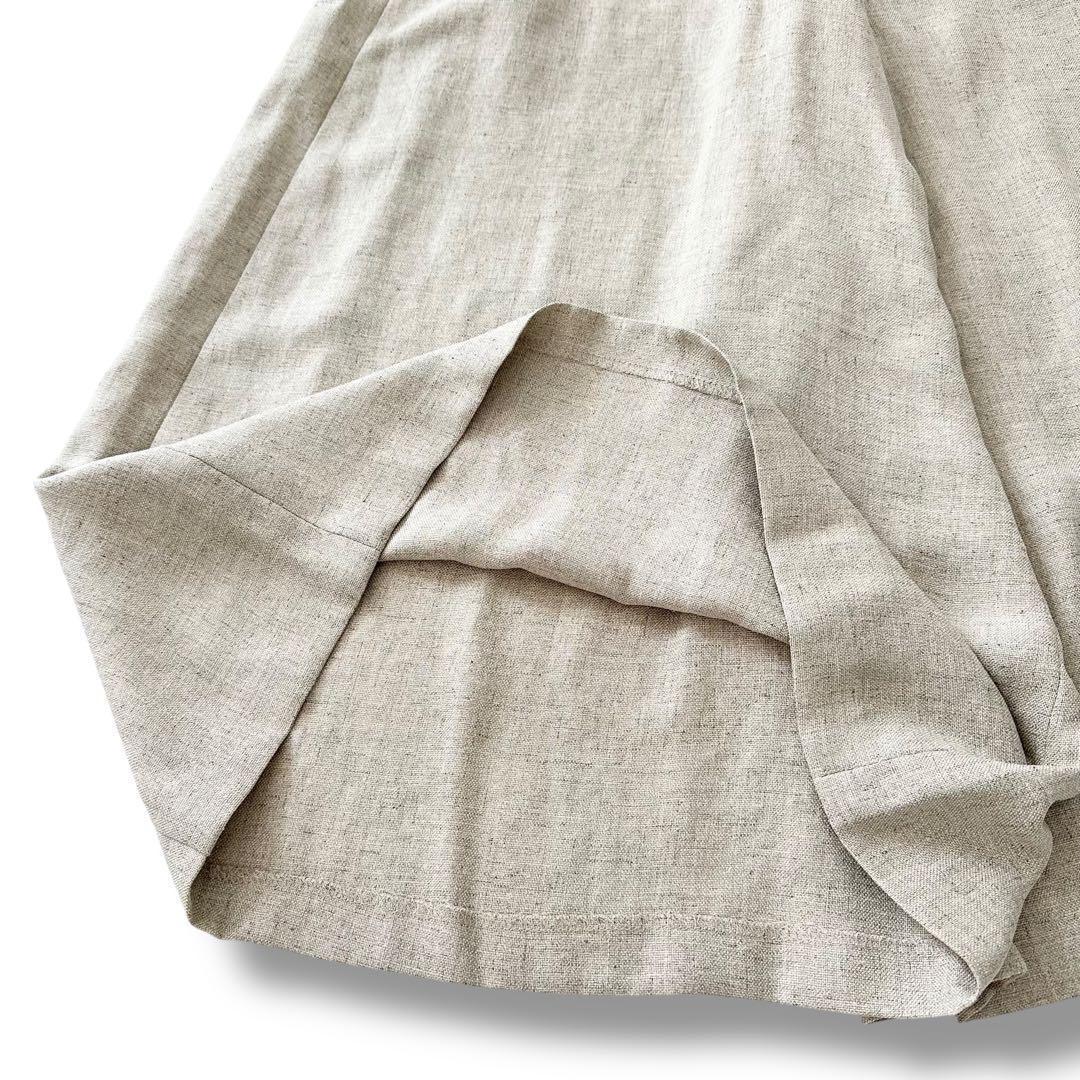 新品 ビアズリー 麻調合繊 前後パンツ 2way ガウチョ ベージュ F