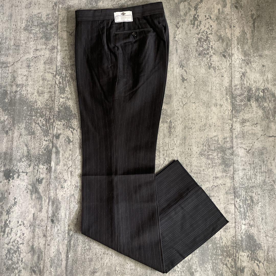 未使用 OLD GUCCI ネクタイ 極上ウール ストライプ柄 スーツ ブラウン