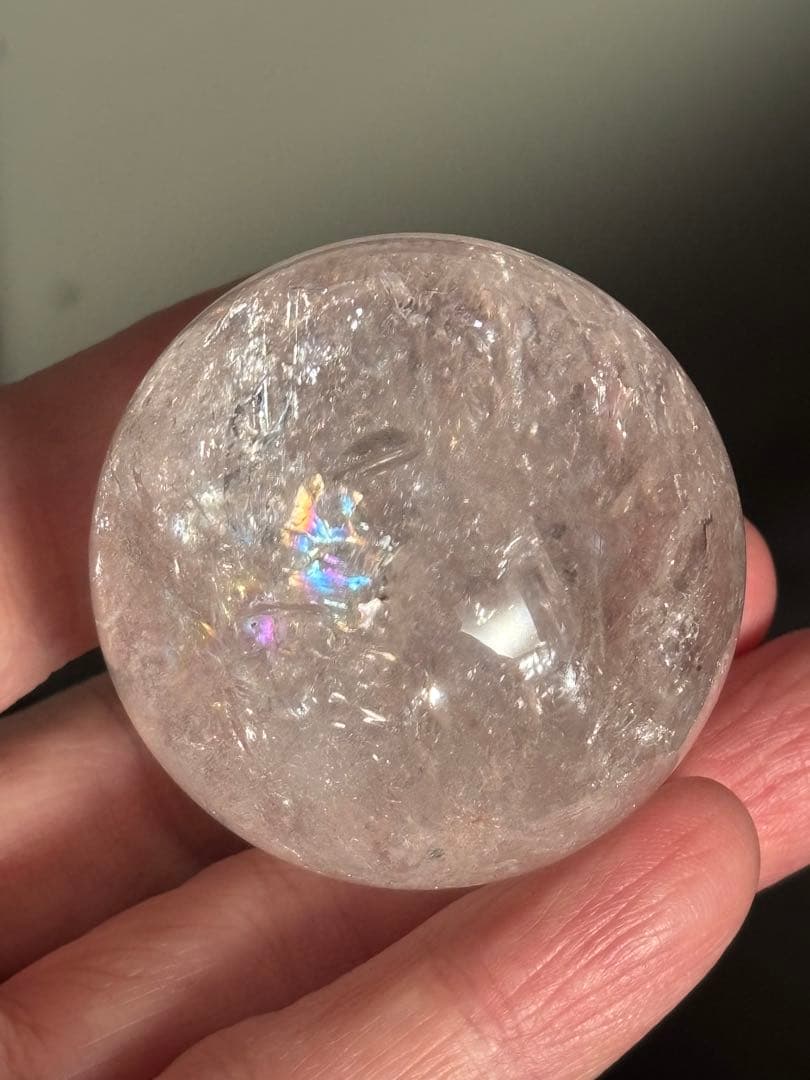 極上　ピンクアゼツライト　スフィア　4.40cm 虹だらけ　天然石