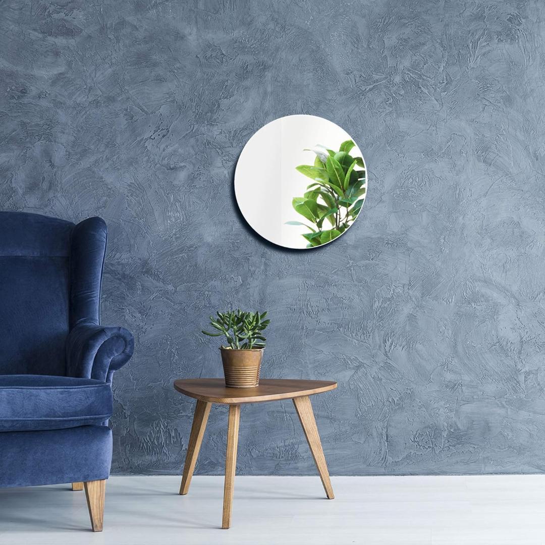 壁掛け鏡、丸型、日本製、トイレや洗面所用、35×35cm、賃貸対応、ノンフレーム