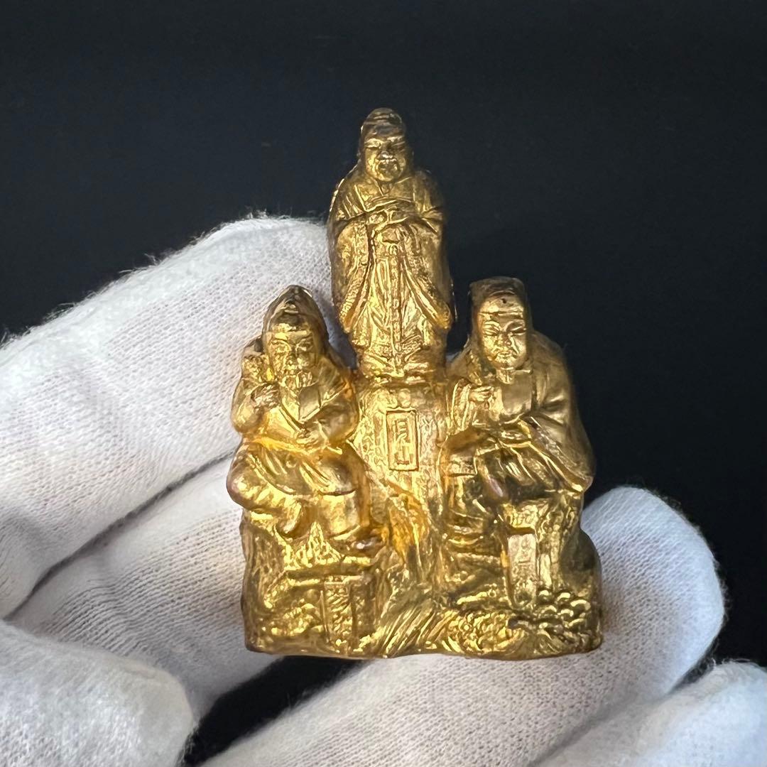 ◎古美術 庵々◎出羽三山 神像◎月山・湯殿山・羽黒山 刻銘◎真鍮鍍金◎山岳信仰