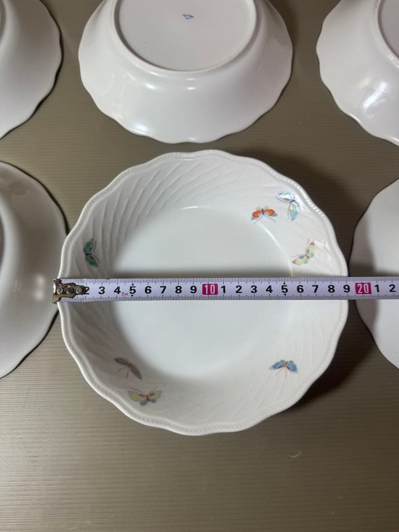 2926深川製磁　蝶文　皿　6客　未使用