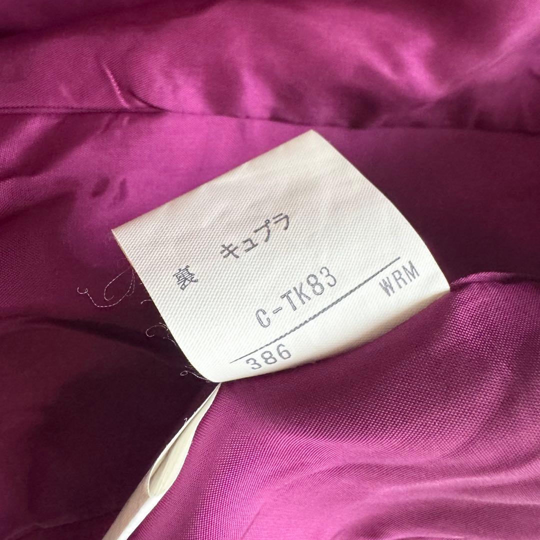 イヴサンローラン　テーラードジャケット　金ボタン　ダブル　紫　36　ヘリンボーン