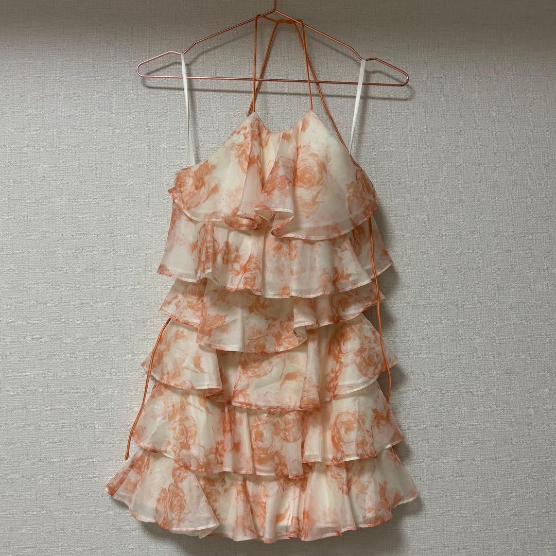 Sugar シアーローズ/ティアード/ワンピース/ミニドレス/キャバドレス