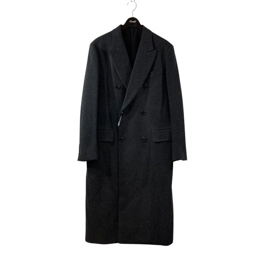 COMOLI、ウールヘリンボーンダブルチェスターコート、サイズ２