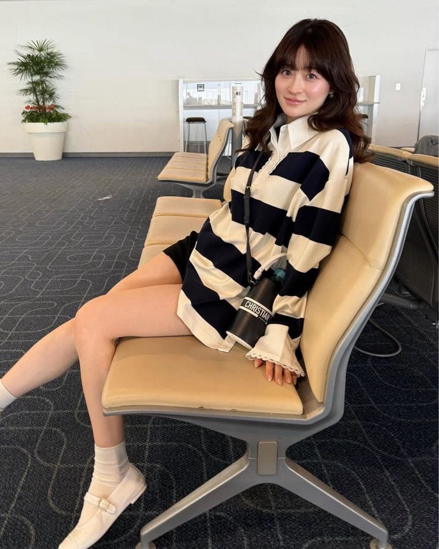 【新品未使用】Bibiy. ボーダー柄長袖トップス ラガーシャツ