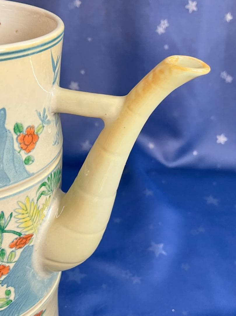 中国古玩 大清乾隆年製 鶏草花紋 茶器 水差し 置物 高さ約26.3cm 時代物