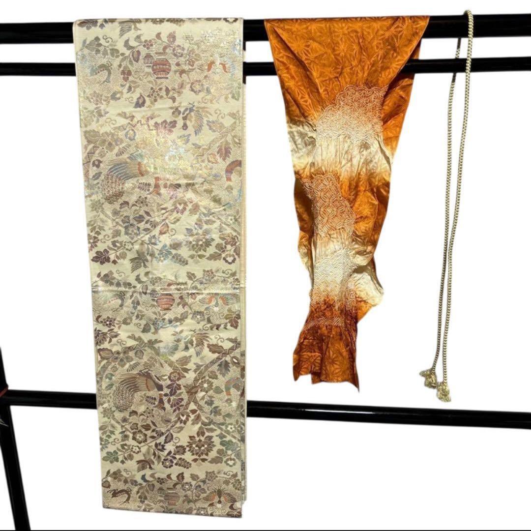 未使用近い　美品　袷　正絹　大島紬系　白山紬系　紋付　訪問着　フルセッ