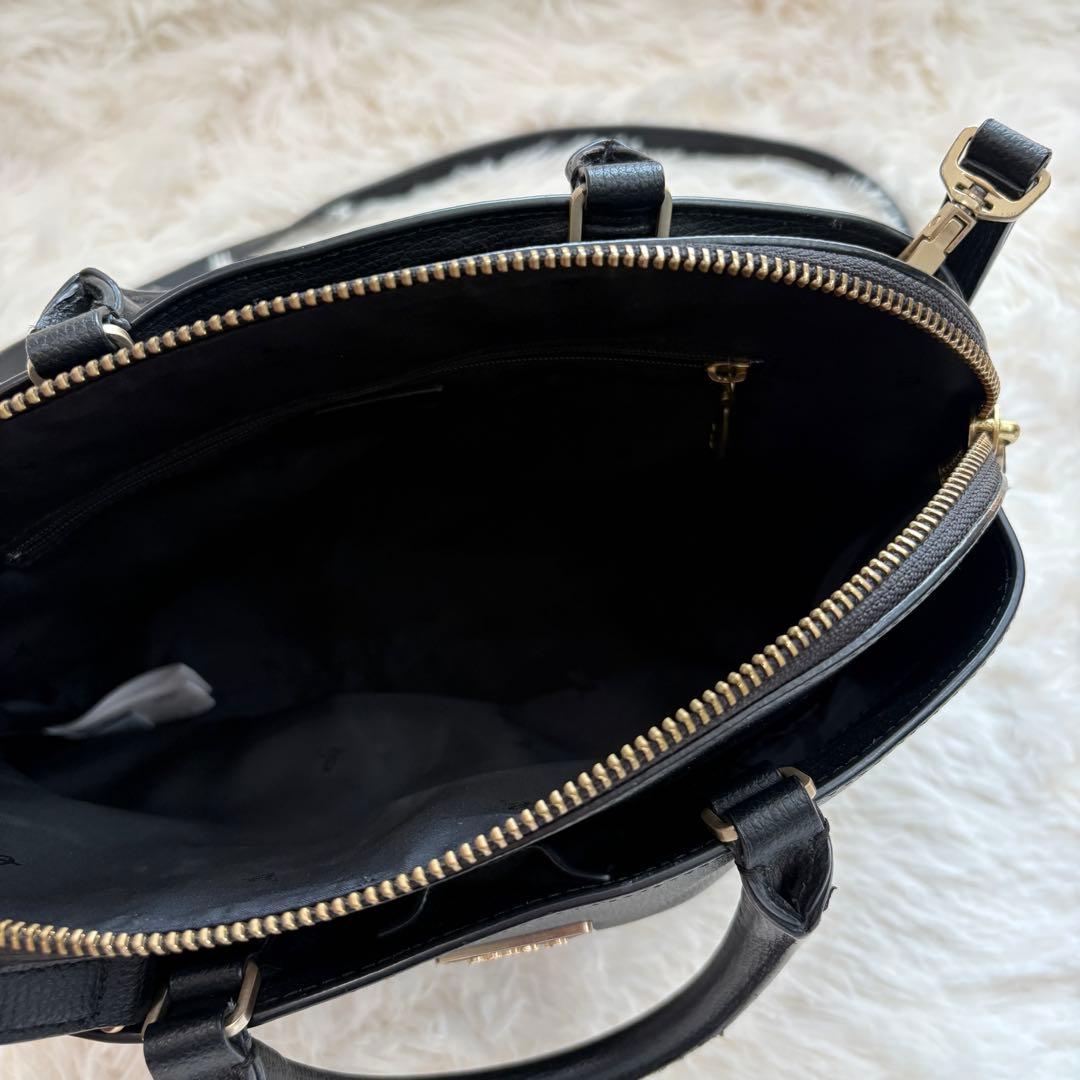 美品✨　アニエスベー　ショルダーバッグ　2way レザー　ロゴプレート　ブラック