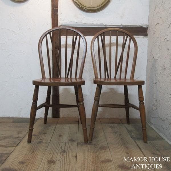 イギリス直輸入 アンティーク 家具 キッチンチェア 2脚セット 4751e