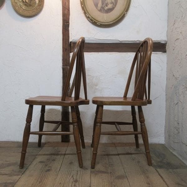 イギリス直輸入 アンティーク 家具 キッチンチェア 2脚セット 4751e