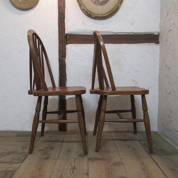 イギリス直輸入 アンティーク 家具 キッチンチェア 2脚セット 4751e