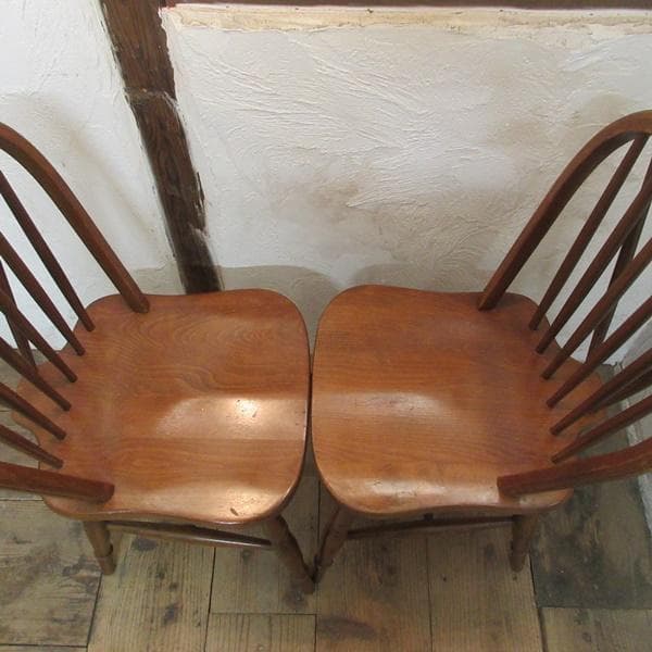 イギリス直輸入 アンティーク 家具 キッチンチェア 2脚セット 4751e