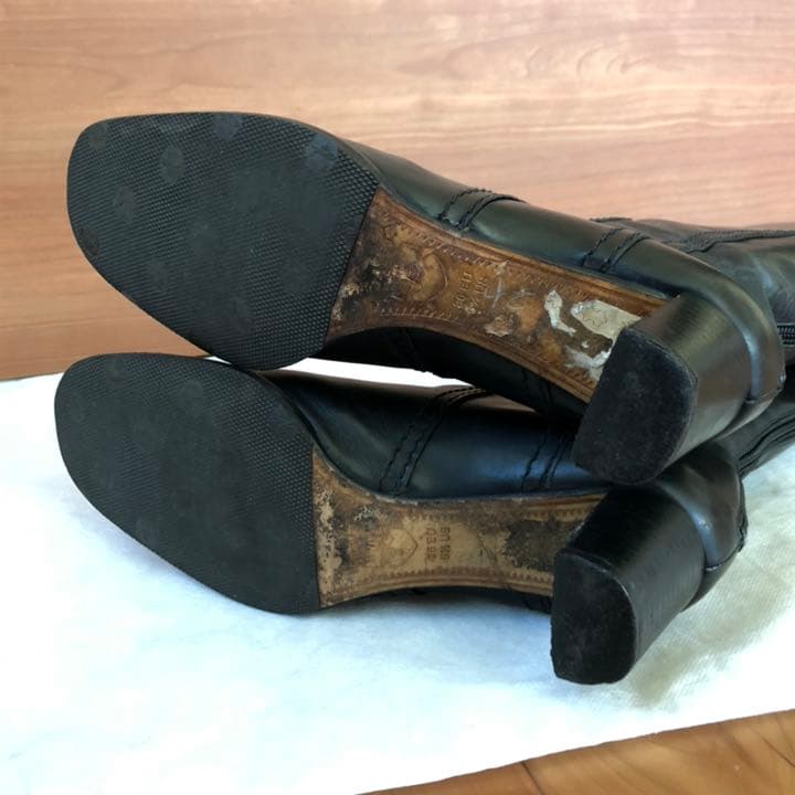 バリー　ロングブーツ 黒革　36