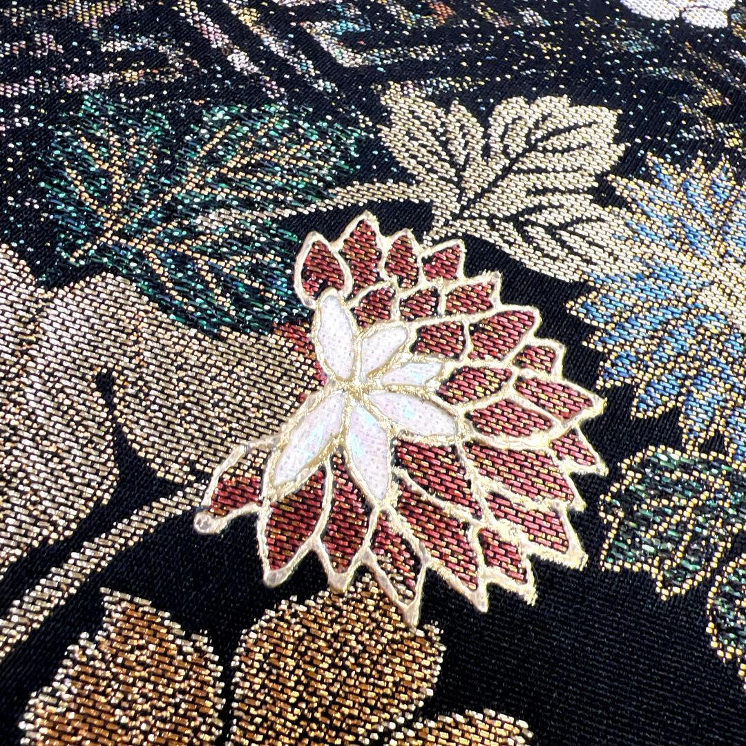 未着用　螺鈿細工　紗綾形　花紋　花模様　袋帯　着物　032a p